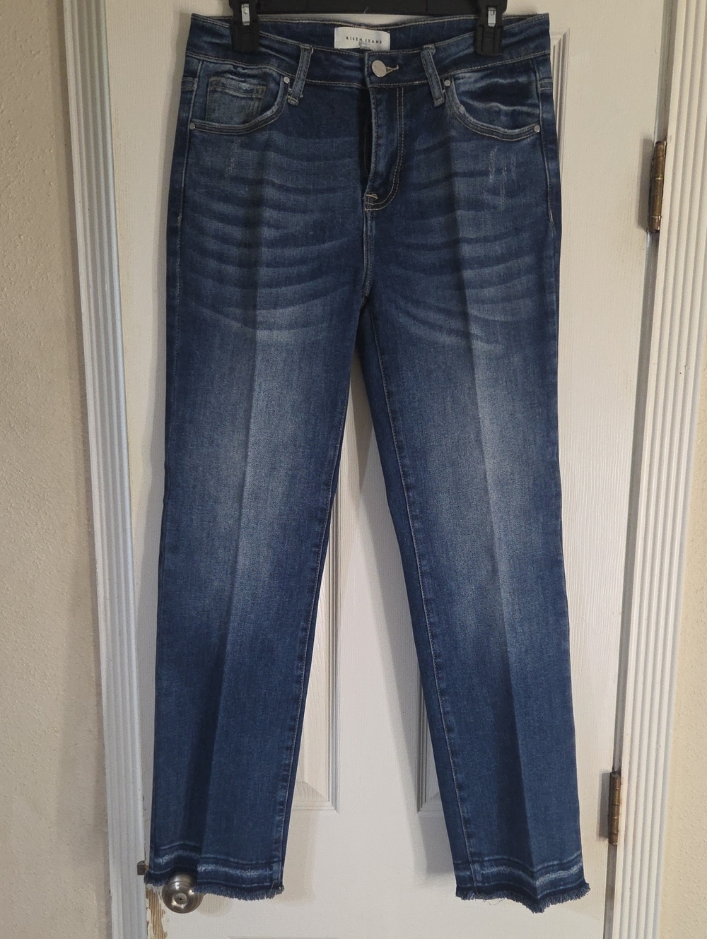 Risen Jeans Dark Blue With Cute Detail At Hem. Size 29.